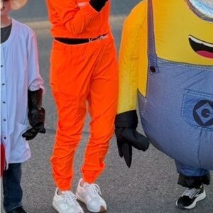 Vintage Jogging Track Suit 2 Piece 80's 90's orange Nylon bright small VECTOR